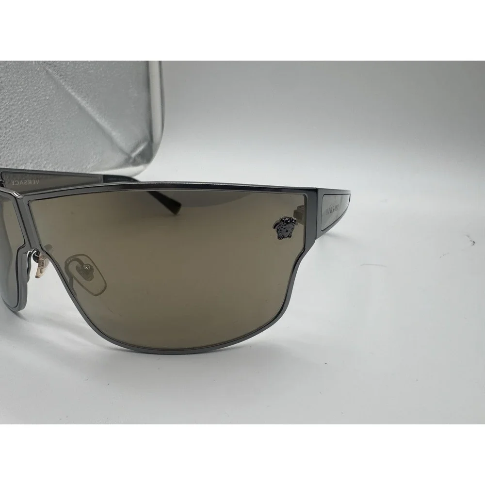Versace MOD 2206 Shield Sunglasses Gunmetal Metal Frame Grey Lens 72-05‎ 130 New